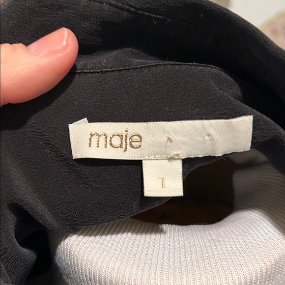 Maje Silk Black Button Down Shirt - Picture 4 of 8